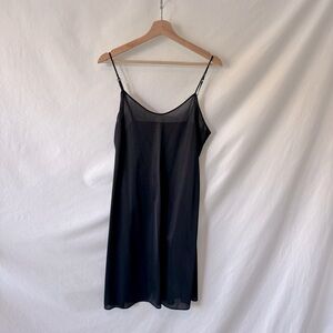 Vintage 90s Vassarette Black Sheer Chemise / Slip Dress
